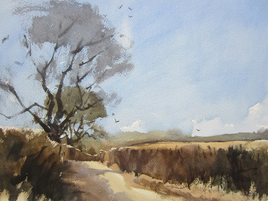 Mendip Lane - Watercolour painting by John Hunt