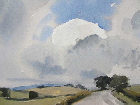 Mendip Lane - Watercolour painting by John Hunt