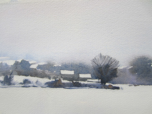 Wookey Hole Snow - Watercolour painting by John Hunt
