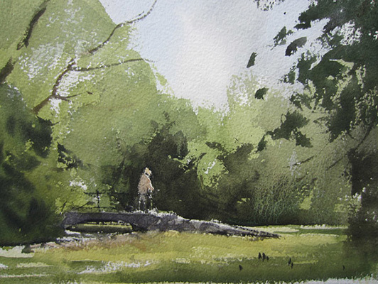 Mary on a Bridge - Watercolour painting by John Hunt