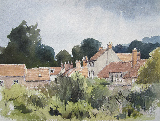 Wells Rooftops - Watercolour painting by John Hunt