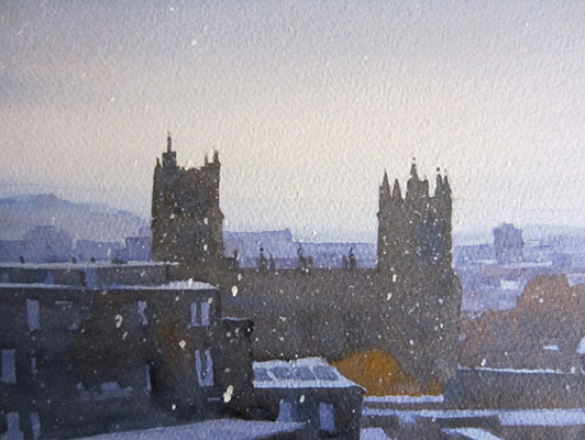 Bristol Cathedral - Watercolour painting by John Hunt