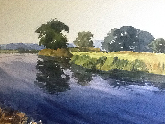 Riverbend - Watercolour painting by John Hunt